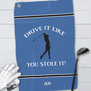 Serviette De Golf Funny Golfer Humour Pour Son Monogramme Sports Blu