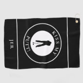 Serviette De Golf Funny Golfer Putt Humour moderne Monogramme Mens N (Horizontal)