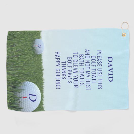 Serviette De Golf Funny Happy Golfing Nom Monogram Golf Towel (Horizontal)
