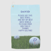 Serviette De Golf Funny Happy Golfing Nom Monogram Golf Towel (Devant)