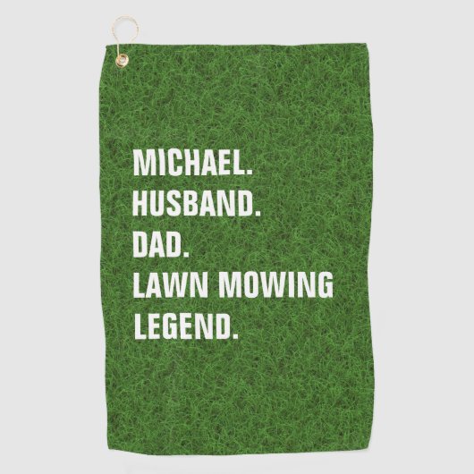 Serviette De Golf Funny Lawn Mowing Legend Personalized  (Devant)