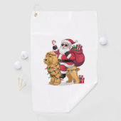 Serviette De Golf Funny Père Noël équitation Goldendoodle Chien Noël (En situation)
