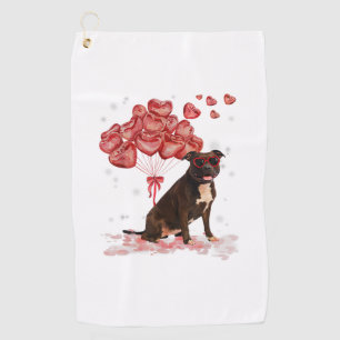 Serviette De Golf Funny Pitbull Coeur Valentines Jour Chien Papa Mam