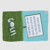 Serviette De Golf Funny Plus Grand Golfeur jamais Poème Monogramme (Horizontal)