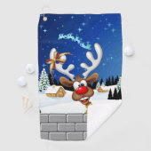 Serviette De Golf Funny Reindeer Peeking Christmas Meme  (En situation)