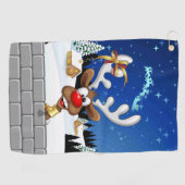 Serviette De Golf Funny Reindeer Peeking Christmas Meme  (Horizontal)