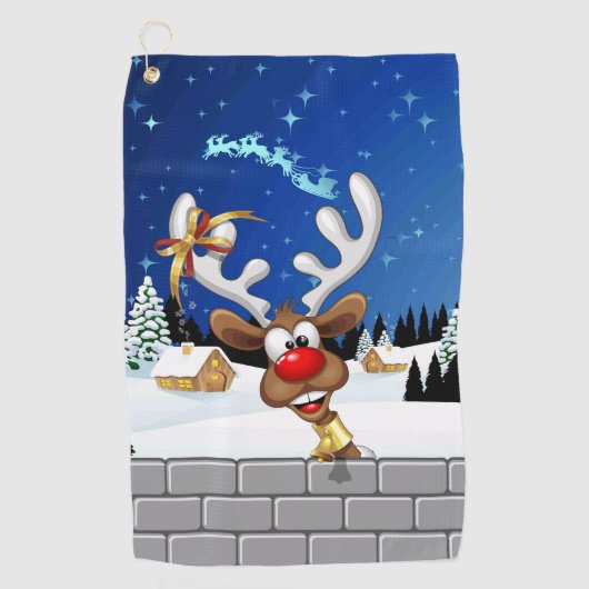 Serviette De Golf Funny Reindeer Peeking Christmas Meme  (Devant)