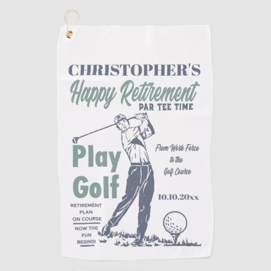 Serviette De Golf Funny Retraite Golfer Thème Retro Golf (Devant)