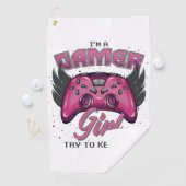 Serviette De Golf Gamer Girl design (En situation)