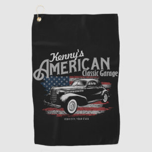 Serviette De Golf Garage de voitures américaines vintage classiques