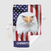 Serviette De Golf Garder l'aigle, le drapeau américain, patriotique (En situation)