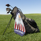 Serviette De Golf Garder l'aigle, le drapeau américain, patriotique (Vert)