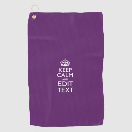 Serviette De Golf Gardez le calme et votre texte sur Accent Purple (Devant)