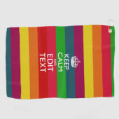 Serviette De Golf Gardez le calme et votre texte sur Accent Rainbow (Horizontal)