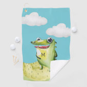 Serviette De Golf Gator de dessin animé avec Monogramme (En situation)