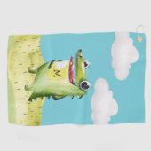 Serviette De Golf Gator de dessin animé avec Monogramme (Horizontal)