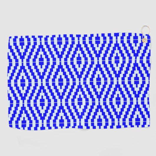 Serviette De Golf Geometric Kente Bright Blue, White, (Horizontal)