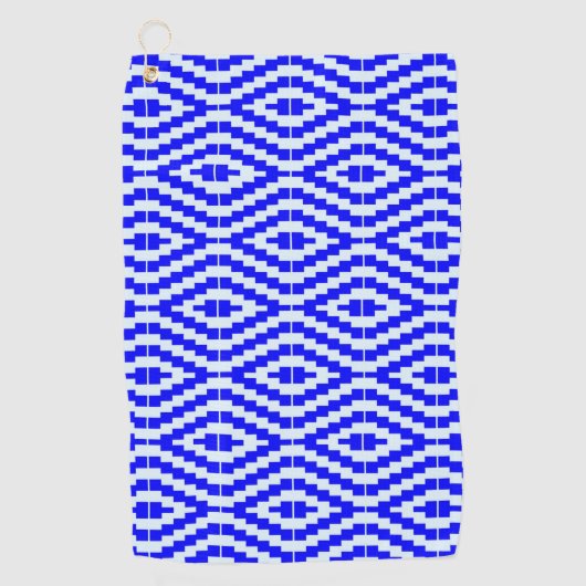 Serviette De Golf Geometric Kente Bright Blue, White, (Devant)