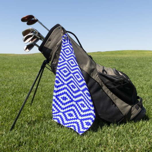 Serviette De Golf Geometric Kente Bright Blue, White, (Vert)