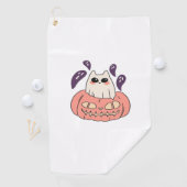 Serviette De Golf Ghost Kitty dans un T-shirt classique citrouille (En situation)