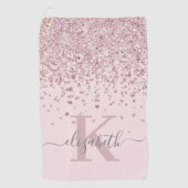 Serviette De Golf Girly Blush Rose Parties scintillant or Diamond Mo (Devant)