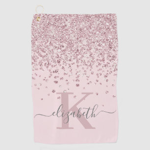 Serviette De Golf Girly Blush Rose Parties scintillant or Diamond Mo