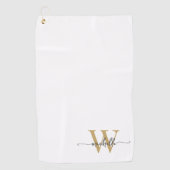 Serviette De Golf Girly White Gold Elegant Monogramme Nom Script Gol (Devant)