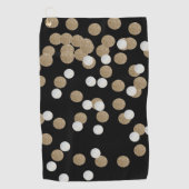 Serviette De Golf glam noir et blanc points champagne or confetti (Devant)