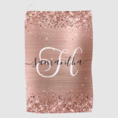 Serviette De Golf Glitterie Rose or Glam Monogramme (Devant)