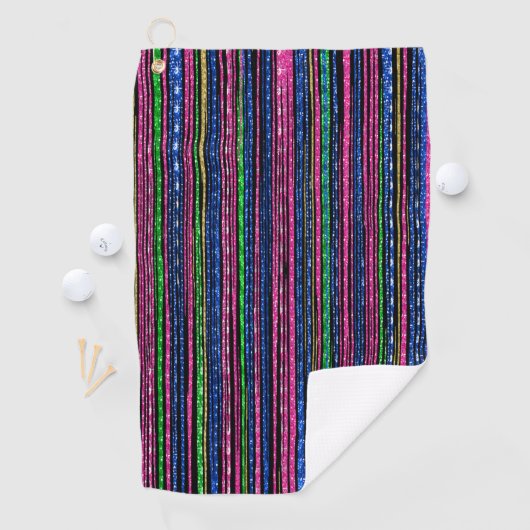 Serviette De Golf Glitz et Glam Sparkly Stripes (En situation)