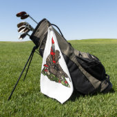 Serviette De Golf Gnome à cheval sur une parcelle (Vert)