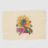 Serviette De Golf Gnome mignonne, tournesol et Sensibilisation sur l (Horizontal)