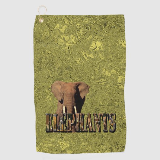 Serviette De Golf Gold Elephant Design, (Devant)