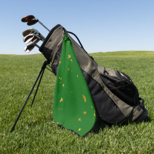Serviette De Golf Gold Flakes sur Emerald Green