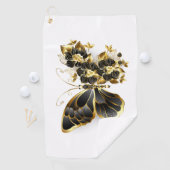 Serviette De Golf Gold flower Butterfly with Black Orchid (En situation)
