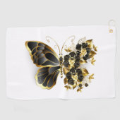 Serviette De Golf Gold flower Butterfly with Black Orchid (Horizontal)