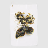 Serviette De Golf Gold flower Butterfly with Black Orchid (Devant)