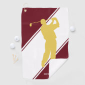 Serviette De Golf Gold Golfer sur Maroon White Golf Towne (En situation)