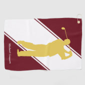 Serviette De Golf Gold Golfer sur Maroon White Golf Towne (Horizontal)