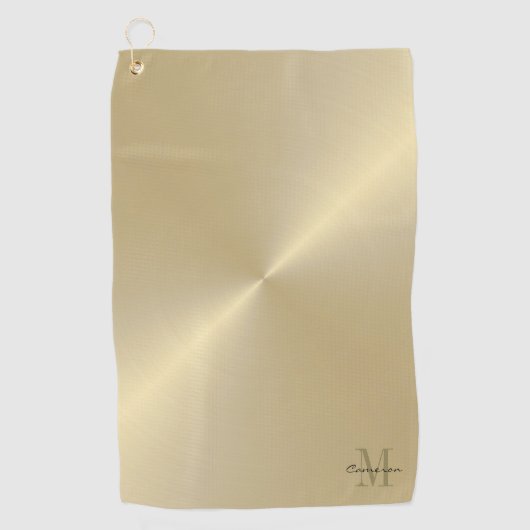 Serviette De Golf Gold On Gold Initial et nom personnalisé (Devant)