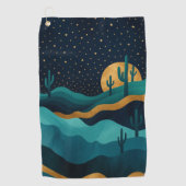 Serviette De Golf Golden Desert Nightscape - Cactus Art Abstrait (Devant)