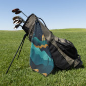 Serviette De Golf Golden Desert Nightscape - Cactus Art Abstrait (Vert)