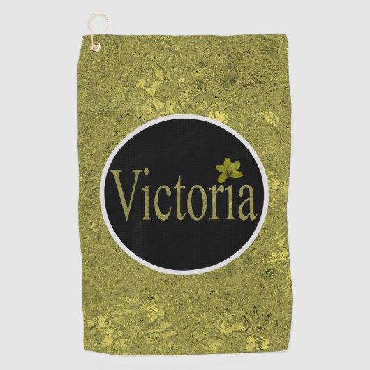 Serviette De Golf Golden Flecks Victoria Nom Design, (Devant)