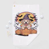 Serviette De Golf Golden Retriever Halloween Witch Chien classique T (En situation)