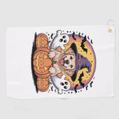 Serviette De Golf Golden Retriever Halloween Witch Chien classique T (Horizontal)