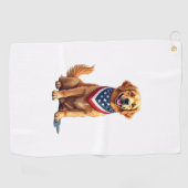 Serviette De Golf Golden Retriever July 4th Vintage Patriotic Tee 2 (Horizontal)