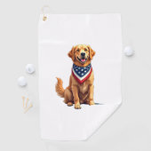 Serviette De Golf Golden Retriever July 4th Vintage Patriotic Tee 2 (En situation)