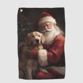 Serviette De Golf Golden Retriever with Santa Clause Christmas (Devant)