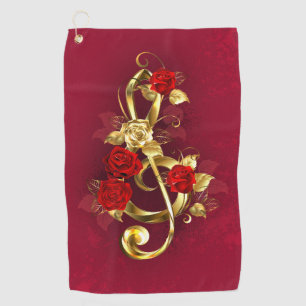 Serviette De Golf Golden Treble Clef avec fleurs Roses