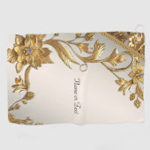 Serviette De Golf Golden Wavy Feuille Floral Golf Towel (Horizontal)